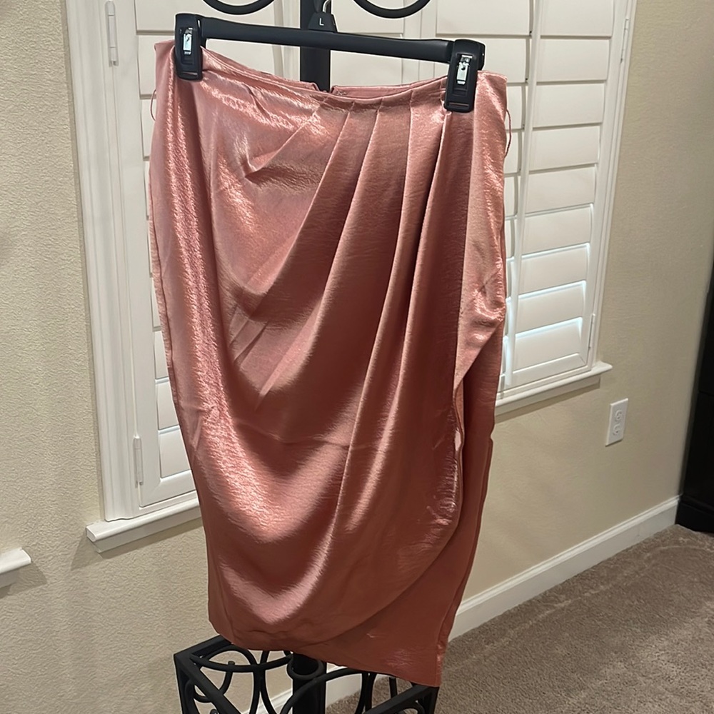 Satin rose gold skirt